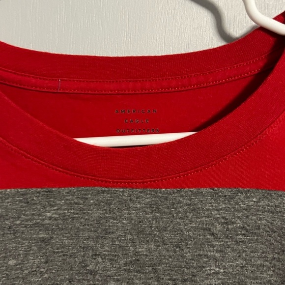 American Eagle Red and Gray Striped Tee - Picture 3 of 6